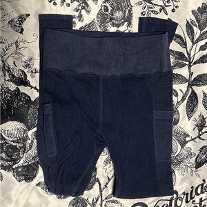 ODODOS Seamless Ribbed Leggings with Pockets High Waisted Acid Washed.